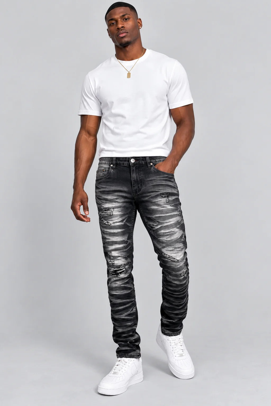 MEN'S SLIM-FIT DISTRESSED JEANS