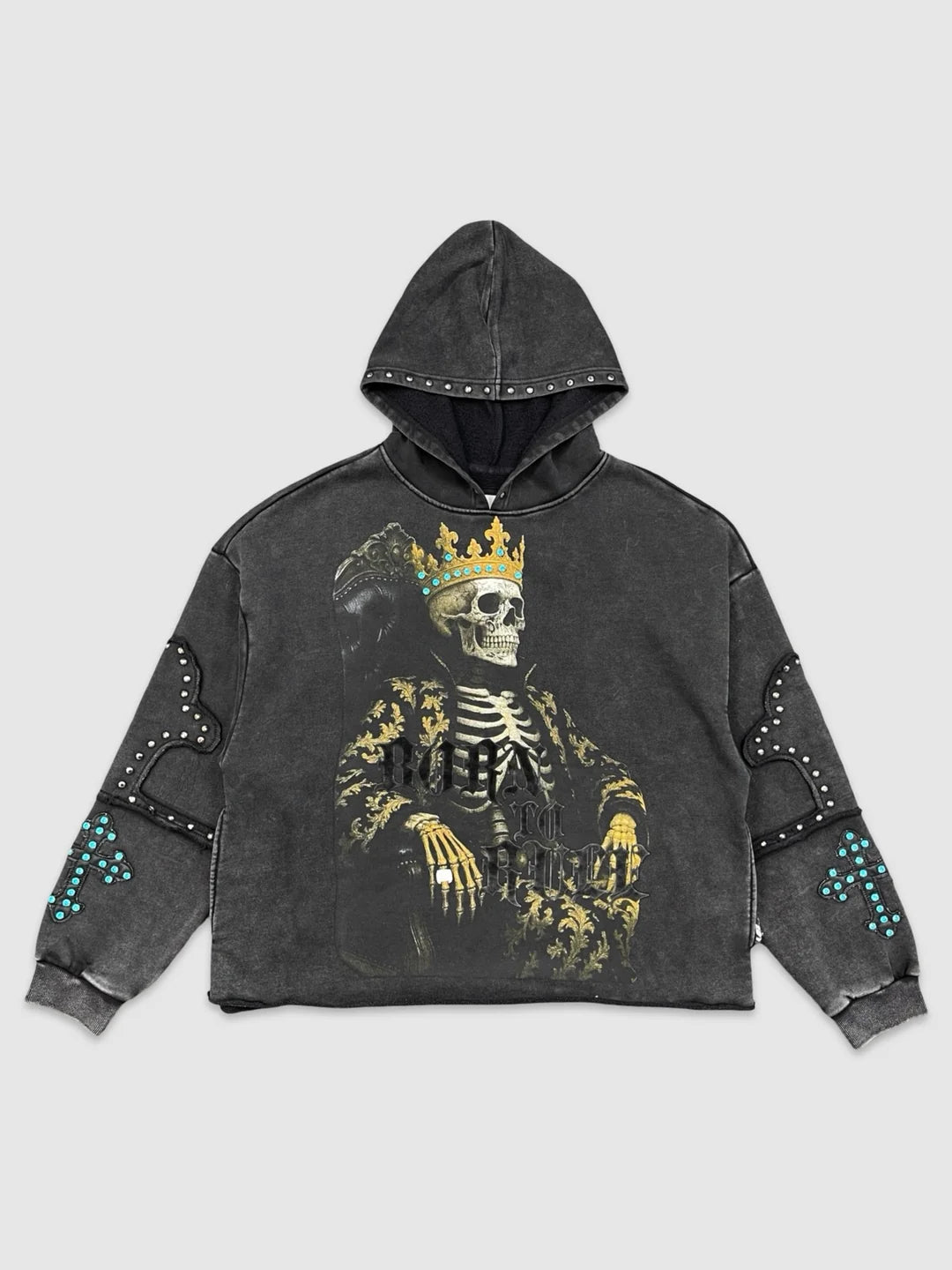 SKULL KING STONE CROP HOODIE